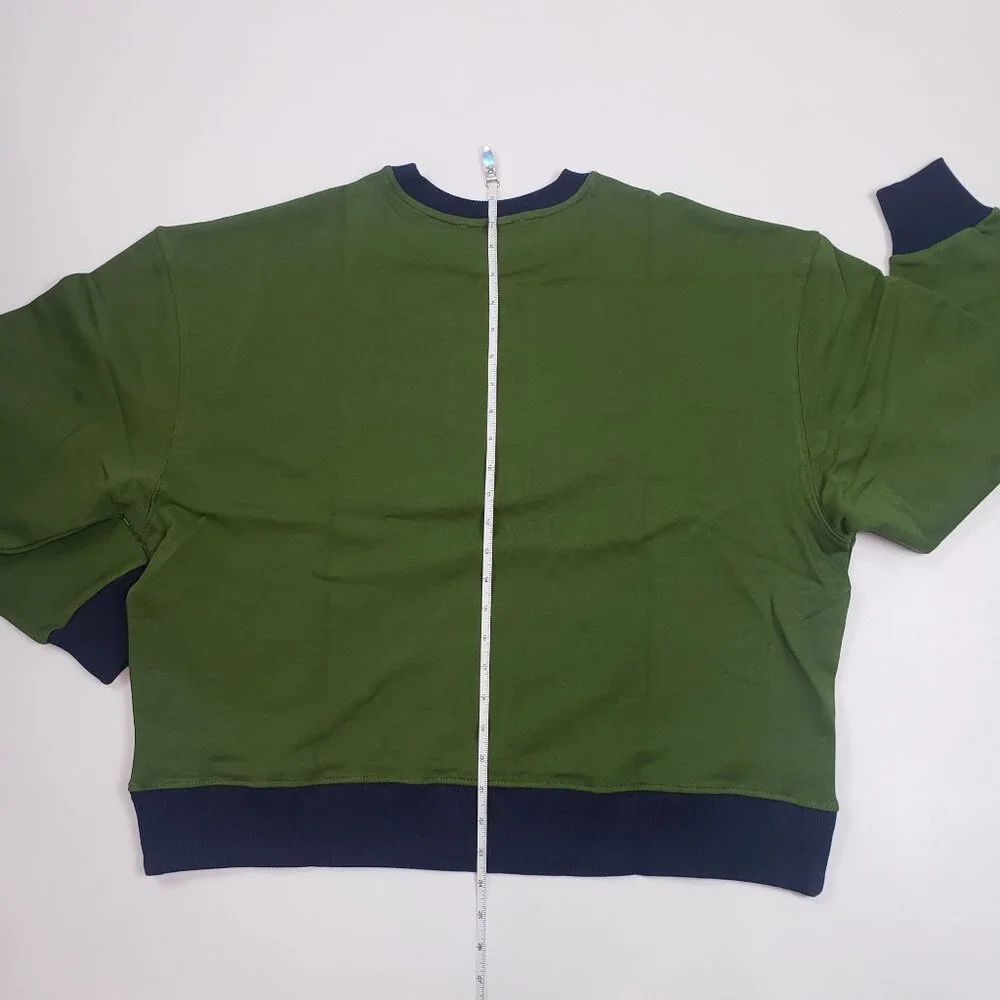 We Wore What Crewneck Sweatshirt Womens Small Colorblocked Hunter Green & Navy - Picture 8 of 16